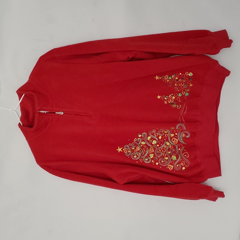 Christmas Tree Embroidered Fleece Sweater